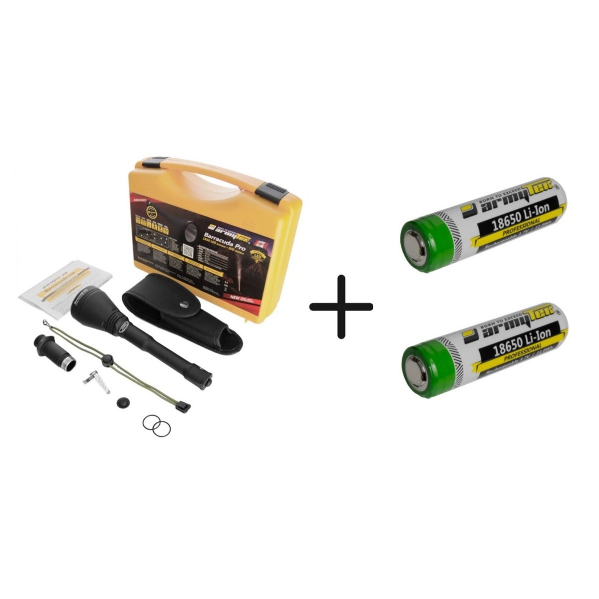 SB15 Set lanterna Armytek Barracuda Pro - Warm cu acumulatori Armytek 18650 Li-Ion 3200 mAh, cu protectie