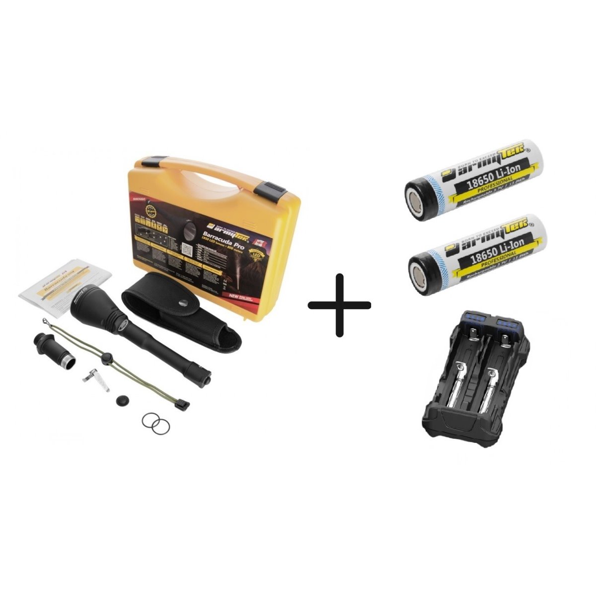 SB20 Set lanterna Armytek Barracuda Pro - Warm cu acumulatori Armytek 18650 Li-Ion 3200 mAh, fara protectie si incarcator